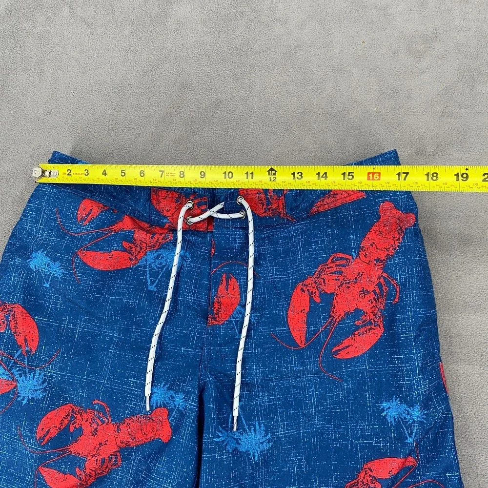 St. John's Bay Trunks Shorts Mens L Blue Red Lobster Print Mesh Lined High Rise